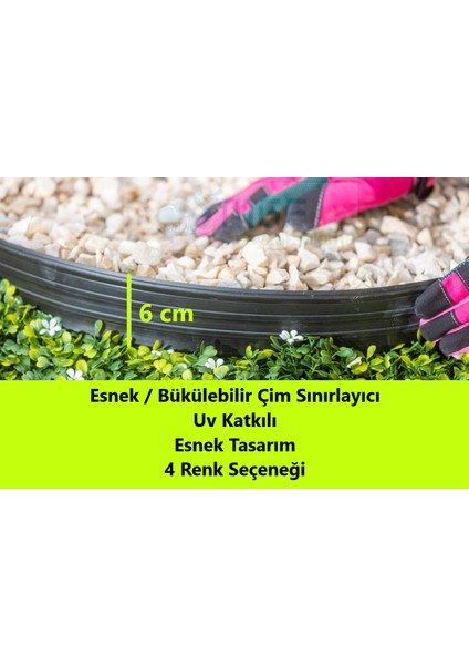 Mgf Çim Ayırıcı Esnek Plastik Çim Sınırlayıcı Bordür Taş Toprak Ayıracı Yeşil