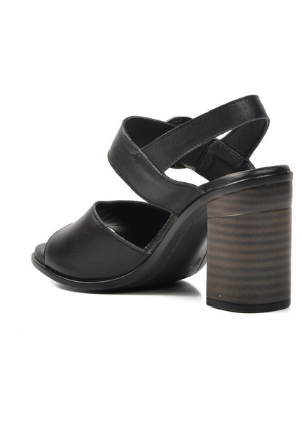 Siyah Hakiki Deri Kadın Topuklu Sandalet fırsatları