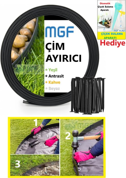 Mgf Plast Mgf Çim Ayırıcı / Sınırlandırıcı Plastik Ayraç 25 Metre – Siyah