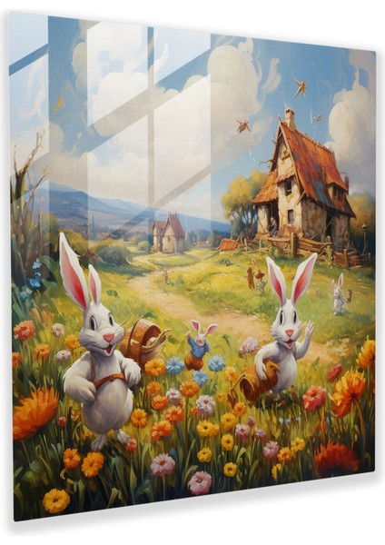 Charming Glass Print Of Looney Tunes Characters In An Impressionist Countryside, 30X30