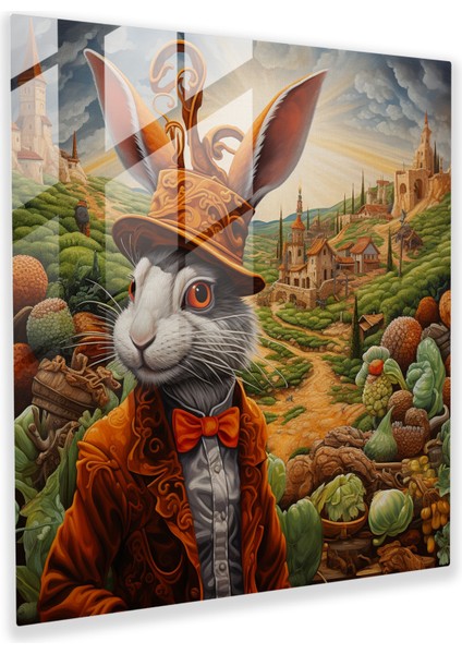 Exquisite Renaissance Glass Print Of Bugs Bunny In A Classic Countryside Setting, 30X30