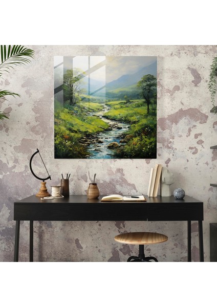 Serenity Glass Print Of Impressionist Landscape - Wall Decoration With Wildlife, 30X30 fiyatları