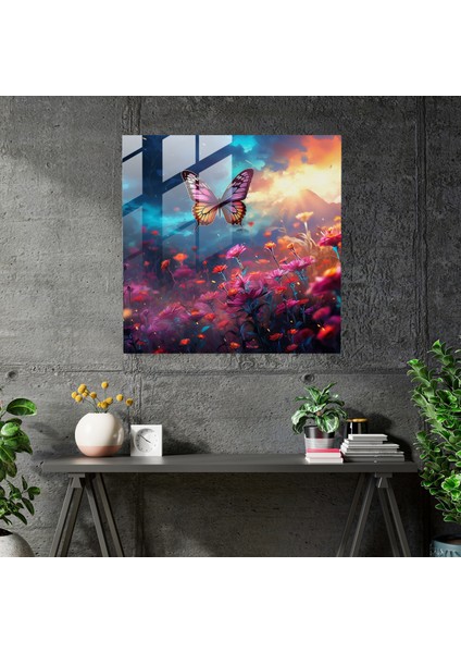 Enchanted Glass Print - Butterfly Whispers: Surreal Glass Wall Art, Glass Print, Home Decoration, Wildlife Wall Decoration, 30X30 fiyatları