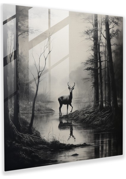 Serene Glass Print - Classic Wildlife Charcoal Sketch Glass Wall Art - Timeless Home Decoration, 30X30