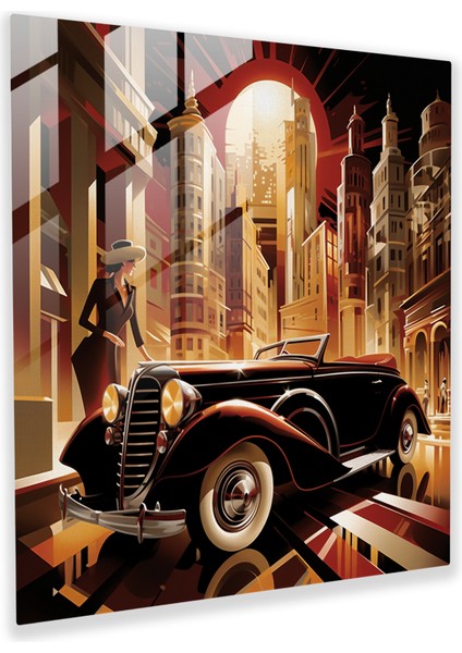 Art Deco Inspired Glass Print Of Speedy Gonzales In A Glamorous City Setting - Home Decoration, 30X30
