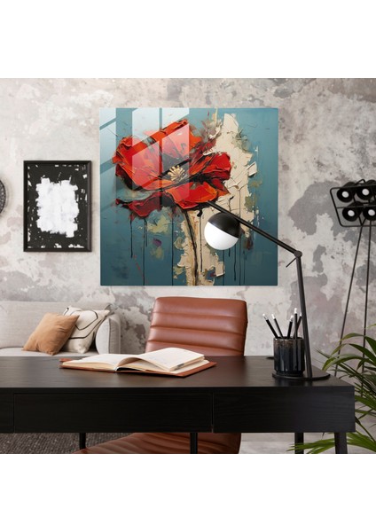 Ethereal Glass Print - Broken Red Poppy Glass Wall Art, 30X30 fiyatları