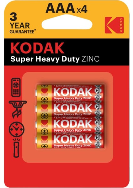KTYRA52 Kodak Çinko Karbon Blister Ince Pil 4lü Aaa