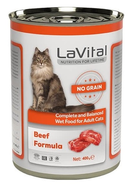 La Vital Lavital Adult Tahılsız Biftekli Yetişkin Konserve Kedi Maması 400 gr