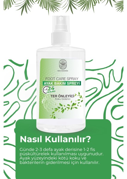 Ras Dashen Ayak ve Ayakkabı Koku Önleyici Giderici Sprey , Ferahlatıcı Nemlendirici Etkili 50 ml