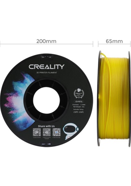Cr-Petg Sarı Filament 1.75MM 1000GR