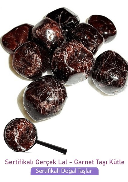 Sertifikalı Tamburlanmış Lal Granat Garnet Taşı Kütle (3 Adetli)