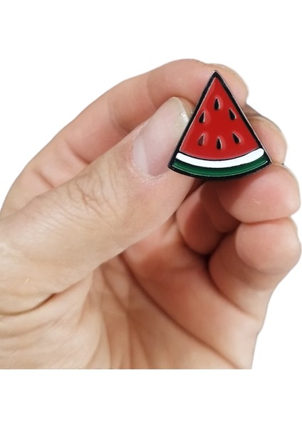 Filistin Simgesi Renkli Üçgen Karpuz Dilimi Tasarımlı Metal Yaka Rozeti 1 Paket 6 'lı indirimleri