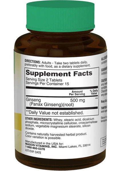 Ginseng Tablets, 500 mg 30C fiyatları