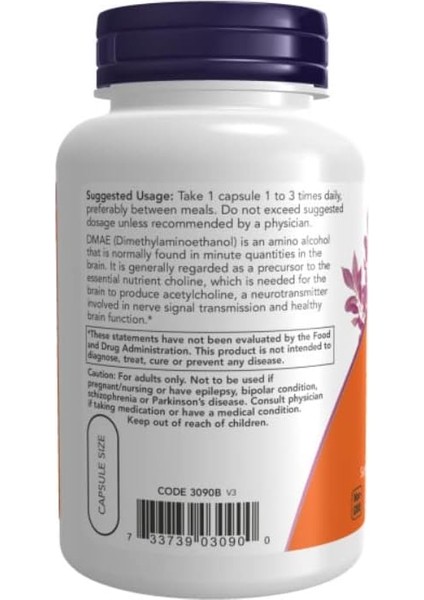 Dmae Dimethylaminoethanol 250 mg 100 Kapsül