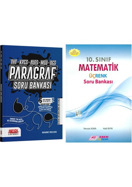 10. Sınıf Matematik ve Ankara Kitap Merkezi Yayınları Paragraf Soru Bankası Seti 2 Kitap