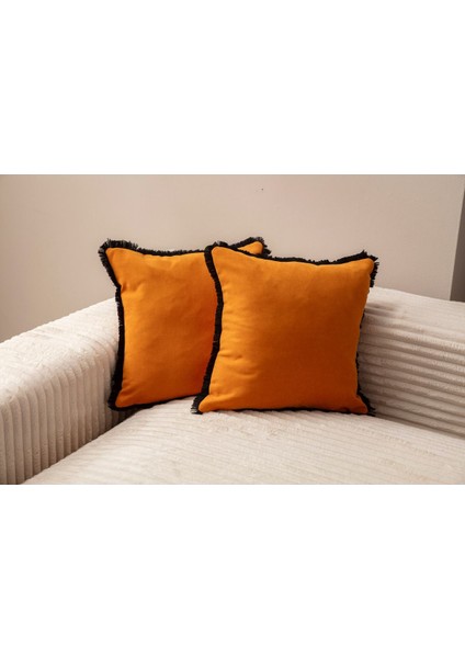 Home Saçaklı Tek Renk 43X43 Kırlent Kılıfı Hardal fiyatları