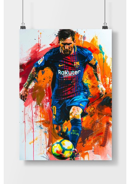 Poster City Lionel Messi Ünlü Futbolcu  Poster Çerçevesiz Parlak Kağıt