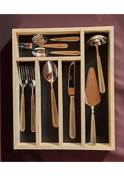 Ahşap Modern Çekmece Içi Kaşıklık Siyah 40X34