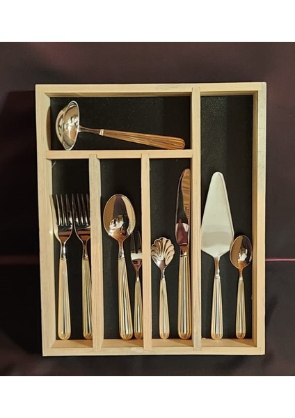 Ahşap Modern Çekmece Içi Kaşıklık Siyah 40X34