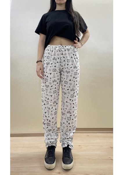 Kadın Lastikli Bel %100 Pamuklu Kurdeleli Desenli Pijama Altı fiyatları