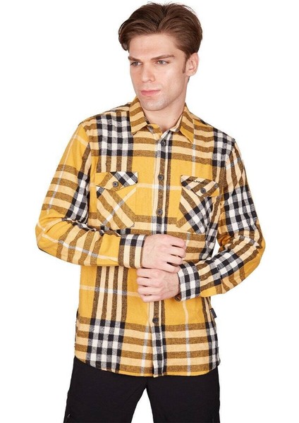 Felder Erkek Ekose Outdoor Gömlek Sarı-Siyah