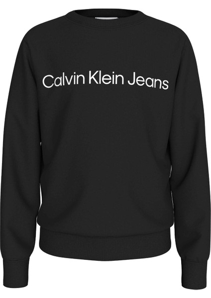 Düz Erkek Çocuk Siyah Sweatshırt Inst. Logo Regular Cn