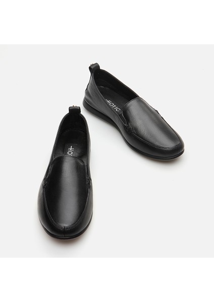 Hakiki Deri Siyah Kadın Loafer modelleri