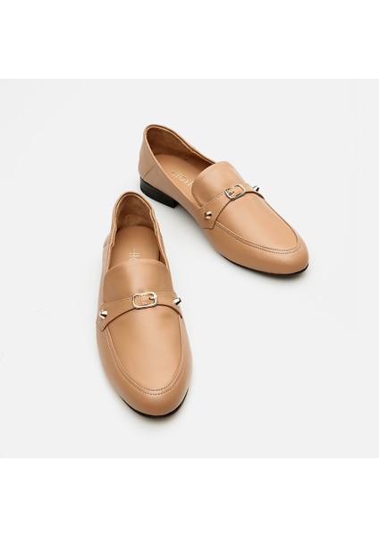 01AYH284090A330 HAKIKI Deri Naturel Kadın Loafer modelleri