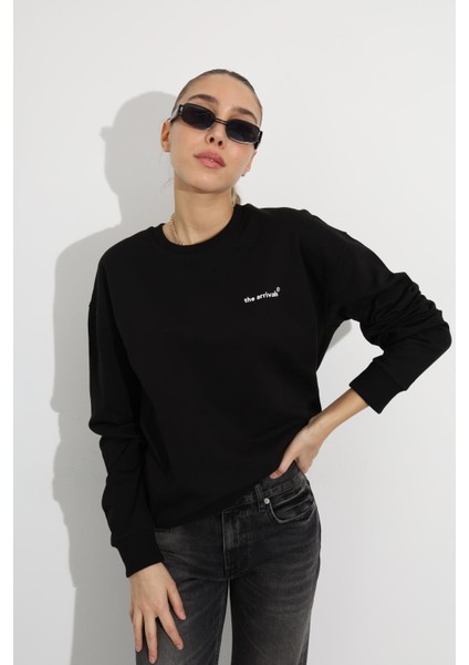 Siyah The Arrivals Baskılı Sweatshirt