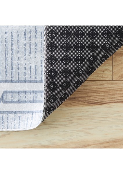 Sare By Kaşmir Halı Bordure Grey Yıkanabilir Kaymaz Taban 160X230 cm Salon Mutfak Halısı Yolluk Kilim
