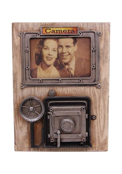 Dekoratif Metal Çerçeve Fotoğraf Makinesi Dekorlu
