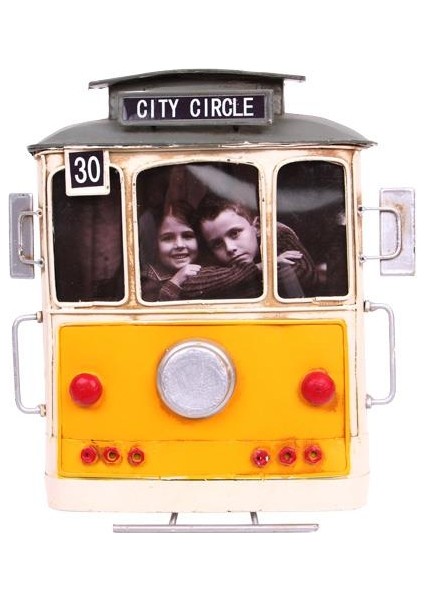 Dekoratif Metal Çerçeve Tramvay Temalı Vintage