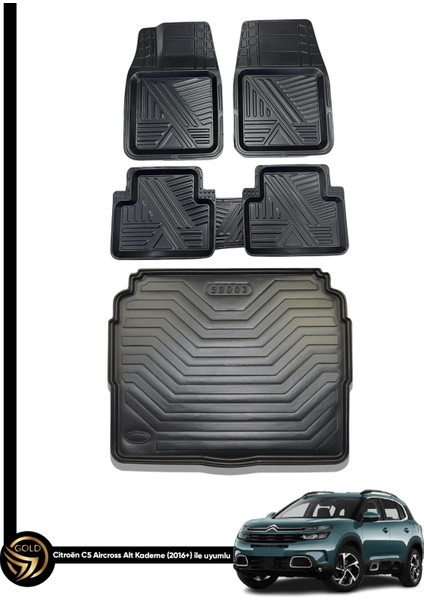 Citroen C5 Aircross 3D Ares Oto Paspas ve Araca Özel Kauçuk Bagaj Havuzu Set