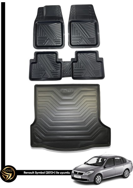 Renault Symbol 2013+ 3D Ares Oto Paspas ve Araca Özel Kauçuk Bagaj Havuzu Set