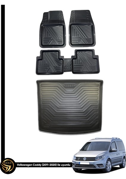 Volkswagen Caddy 3D Ares Oto Paspas ve Araca Özel Kauçuk Bagaj Havuzu Set