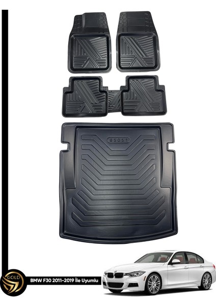 Bmw F30 3D Ares Oto Paspas ve Araca Özel Kauçuk Bagaj Havuzu Set
