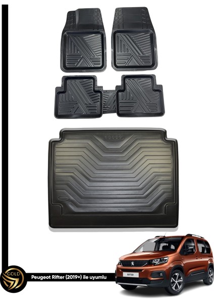 Peugeot Rifter 3D Ares Oto Paspas ve Araca Özel Kauçuk Bagaj Havuzu Set