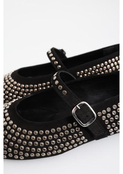 Siyah Mini Taşlı Babet 23437