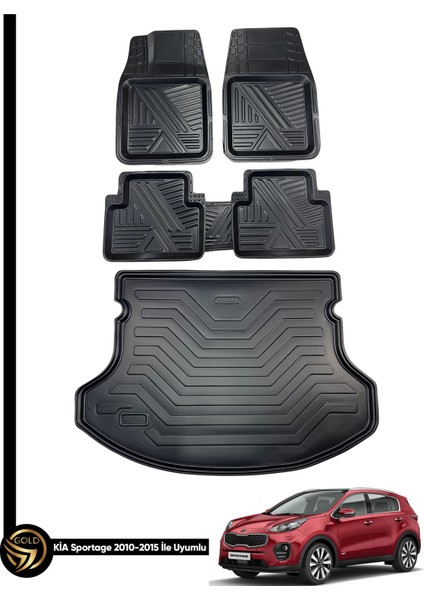 Black Gold Kia Sportage 2010-2015 3D Anka Oto Paspas ve Araca Özel Kauçuk Bagaj Havuzu Set