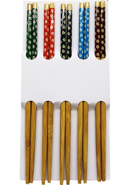 Bamboo Chopsticks Desenli Bambu 10 Adet Stıck Çin Çubuk Suşi Kaşık (K246)