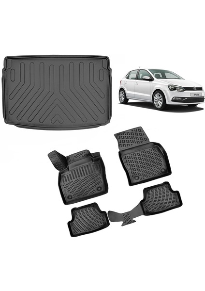Volkswagen Polo 2017+ Paspas ve Üst Bagaj Havuzu Set Siyah