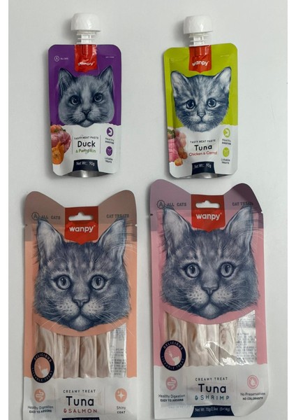 karışık Creamy Treat & Tasty Meat Paste Kedi Ödül Maması
