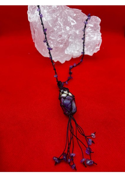 Sertifikalı Ametist Doğal Taş Kolye El Yapımı Handmade Aaa Kalite fiyatları