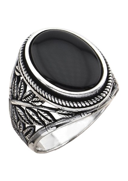 Erkek Yüzük Gümüş 925 Yaprak Motifli