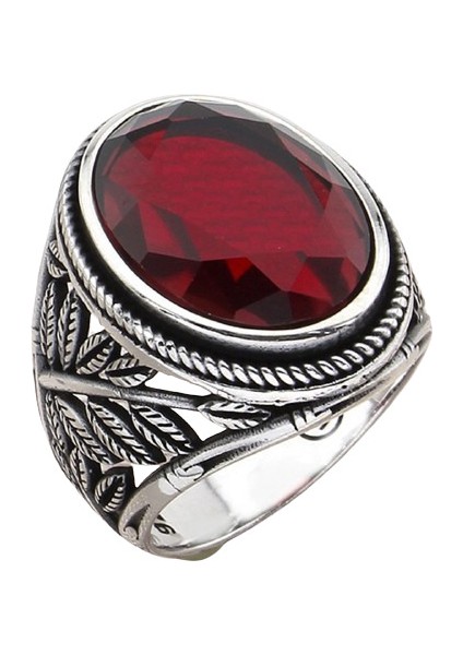 Erkek Yüzük Gümüş 925 Yaprak Motifli