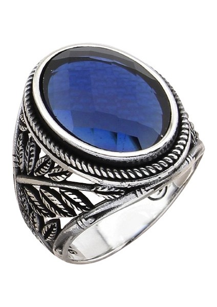 Erkek Yüzük Gümüş 925 Yaprak Motifli