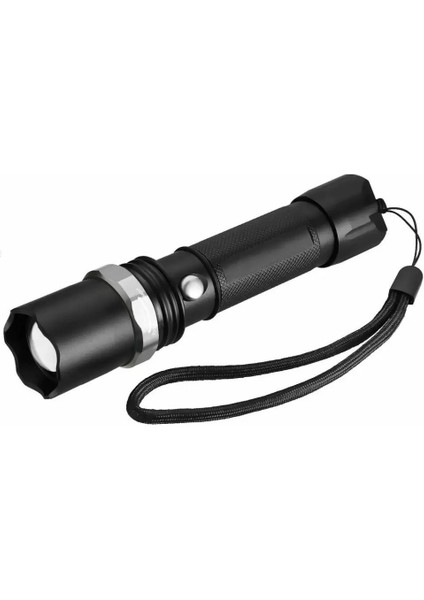 KM-110 Profesyonel Şarjlı El Feneri Ledli+Flashlight+Zoom Özellikli 6 Parça Full Set