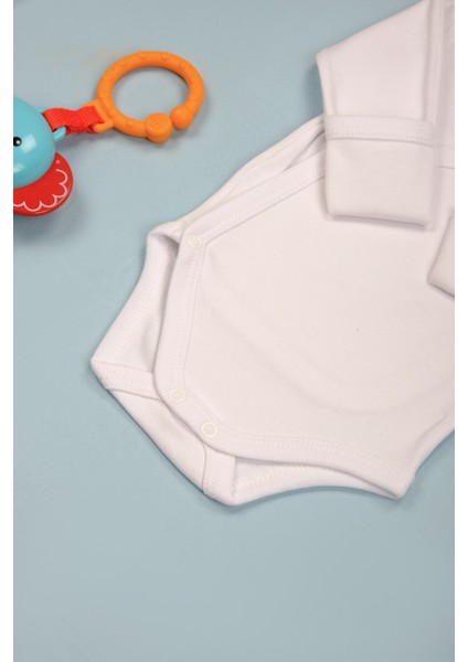 Pamuklu Uzun Kollu V Yaka Çıtçıtlı Body Zıbın