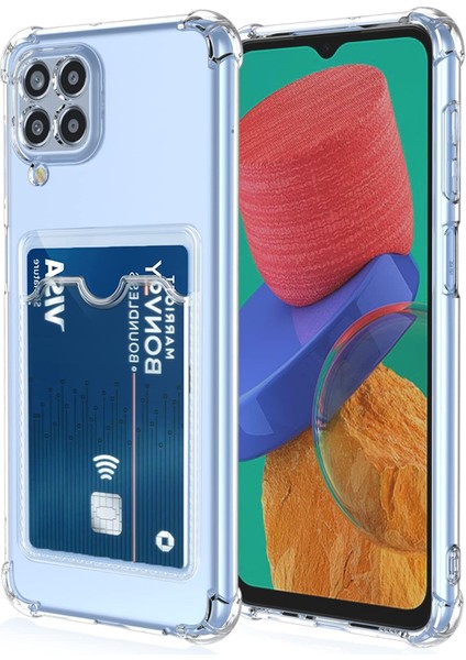 Case World Caseworld Samsung Galaxy A22 Kapak Kamera Korumalı Kartlıklı Darbe Emici Özellikli Şeffaf Silikon Kılıf