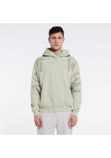 Friday Offset Thomas Erkek Mint Yeşil Ekstra Oversize Kapüşonlu Sweatshirt Hoodie - 3 Iplik